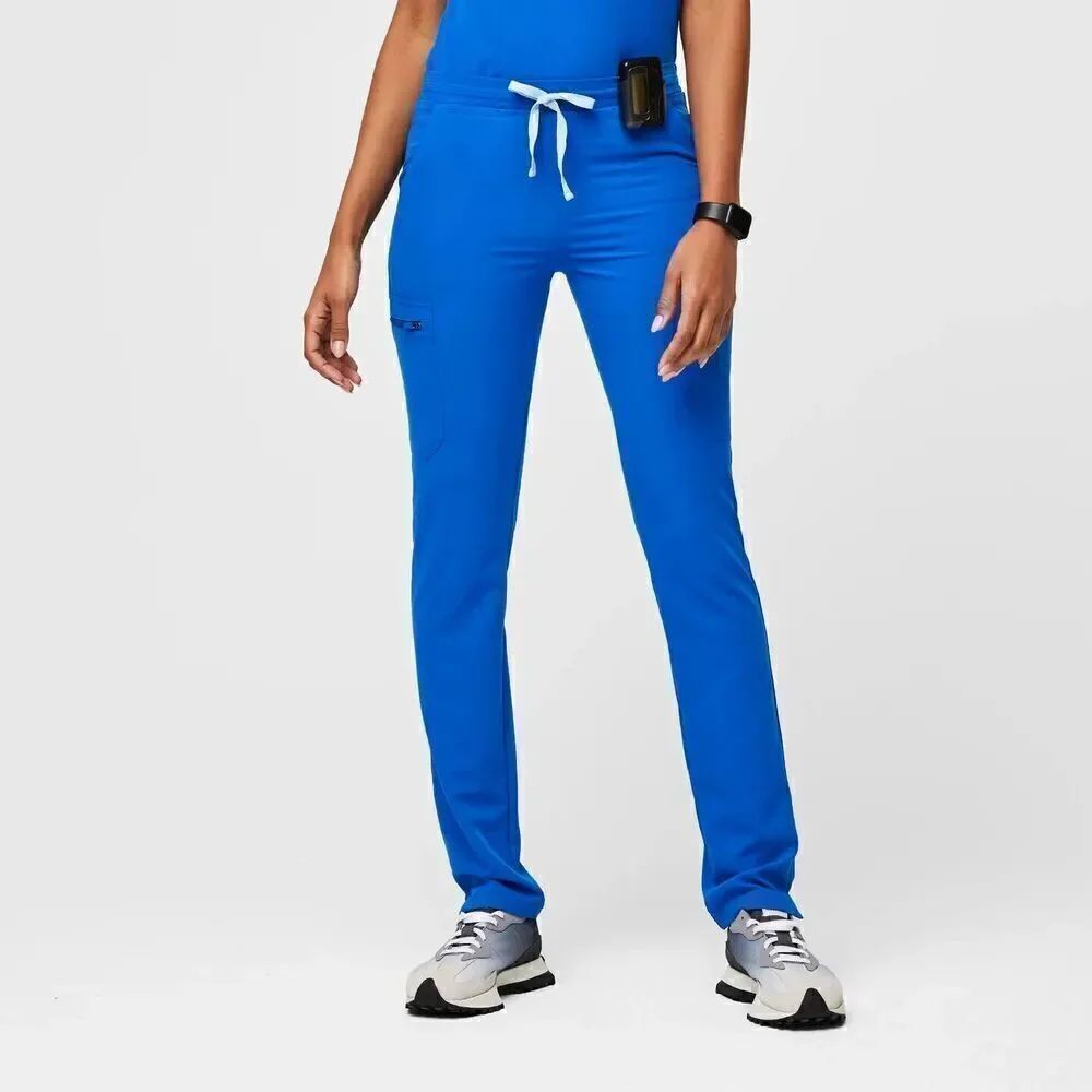 Figs Scrubs Pants Womens Size L/P Yola Skinny Pant Royal Blue Medical Nursing